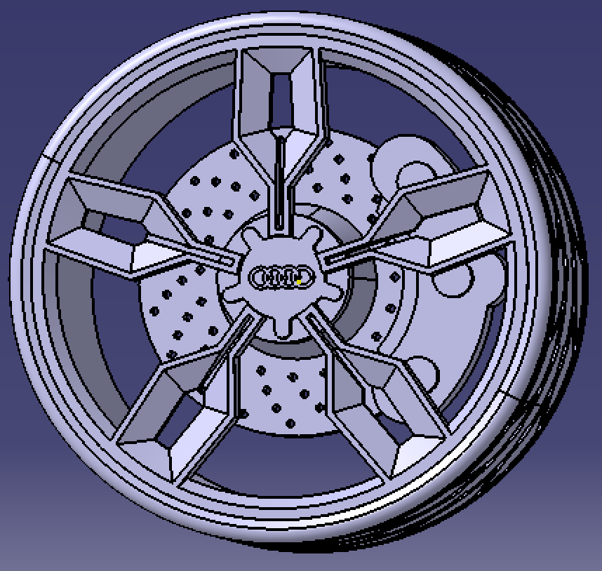 奥迪汽车概念轮胎轿车轮辋三维几何数模型3D打印素材刹车盘Catia