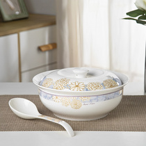 带盖汤碗9英寸家用大号汤碗汤盆陶瓷餐具 新款创意带盖品锅可微波