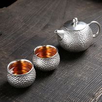 银茶具999纯银套装轻奢高档一壶两杯功夫茶具陶瓷茶杯高端送礼品