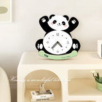 熊猫时钟卧室床头摆件客厅桌面装饰画电视柜摆放式钟表免打孔座钟
