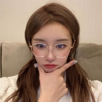 2021韩版网红圆框小脸眼镜女文艺学生平光镜带度数近视镜潮眼镜框