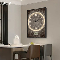 极简抽象餐厅装饰画万年历2024款钟表挂钟客厅艺术时钟电子钟挂画