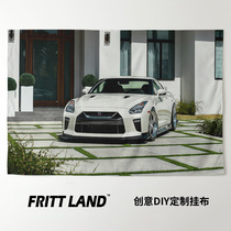 日产尼桑GT-R R35改装性能汽车车迷周边背景墙布海报挂布挂毯门帘