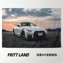 日产尼桑GT-R Nismo改装性能汽车车迷周边背景墙布海报挂布挂毯画