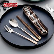 便携式筷子勺子套装个人专用学生餐具日系单人筷勺两套收纳餐具盒