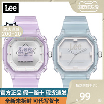 Lee手表潮创意运动防水方形情侣表女石英果冻感硅胶表带腕表 F417