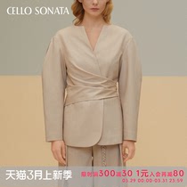 Cello SonataSS22 春夏新品 绑带造型圆袖女士西装外套高级小众