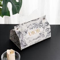 法式艺术画皮质抽纸盒抽纸袋客厅茶几办公室创意纸巾盒轻奢风高档