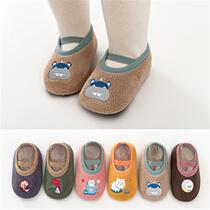 奥特莱斯婴儿学步鞋0-3岁儿童防滑地板鞋宝宝加绒秋冬季鞋袜地板