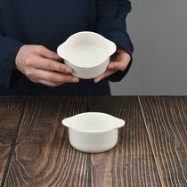 2个9.9元陶瓷家用双耳小碗宝宝辅食蒸蛋碗防烫纯白色安全小碗包邮