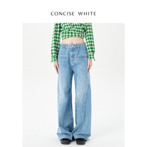 concise-white简白 直筒牛仔裤长裤女阔腿裤裤子设计师品牌