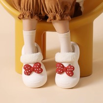 加绒洞洞鞋儿童棉拖鞋2023新款女孩冬季防水带后跟男童女童毛拖鞋