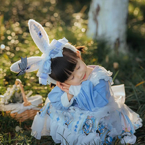 女童连衣裙春款洛丽塔公主裙周岁女宝宝礼服迪士尼蓝色兔子蓬蓬裙