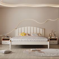 源氏木语奶油风床简约现代1.8米双人床轻奢家用卧室1.5米架子床软