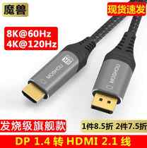 魔兽DP 1.4转HDMI 2.1版电脑显卡接电视高清线 4K 120Hz/8K 60Hz
