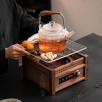 圭隐堂胡桃木围炉煮茶电陶炉高档煮茶炉煮茶器家用老白茶蒸煮茶壶