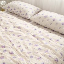 清新紫色小碎花全棉超柔亲肤纯棉斜纹单双人床单被罩被套床笠单件