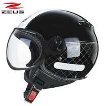 新款ZEUS瑞狮摩托车头盔夏季男女士哈雷复古半盔电动车安全帽四季