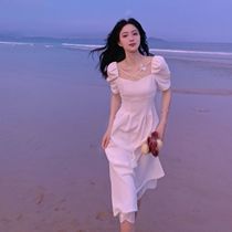 仙女裙泡泡袖连衣裙法式白色裙子2024新款海边度假夏沙滩长裙超仙