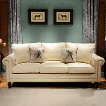 美式布艺客厅三人沙发简约现代小户型单双三人位组合棉麻布艺沙发