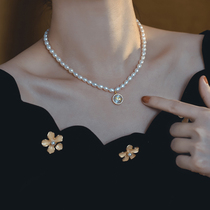 巴洛克天然珍珠项链女猫眼石星芒吊坠设计感法式优雅高级气质颈链