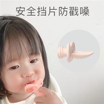 宝宝学吃饭硅胶勺子自主进食训练儿童短柄叉勺婴儿辅食餐具套装