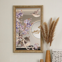 新款中式花鸟镜子装饰画中国风入户玄关餐边柜摆客厅卧室餐厅镜子