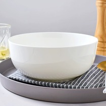 高档骨瓷日式面碗家用饭碗直口大容量汤碗纯白无铅釉下彩陶瓷餐具