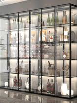 定制全铝合金钢化玻璃带灯红酒柜高品质展示柜轻奢落地洋酒柜客厅