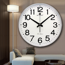 现代客厅时尚钟表卧室挂钟办公室墙钟16英寸静音圆形黑色个性时钟