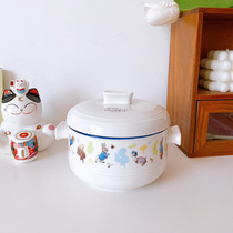 英国可爱卡通兔子陶瓷隔水炖盅大容量家用餐碗早餐碗汤碗带盖面碗