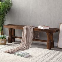 全实木长条凳长方形靠墙防腐木板凳茶桌木头长凳子室外松木质坐凳