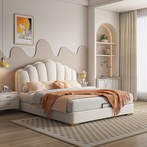皮床主卧床简约现代双人床轻奢北欧婚床齐边实木储物1.8米真皮床