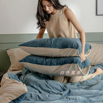 日式天鹅绒四件套纯色拼色秋冬床品套件保暖单双人宿舍被套床单