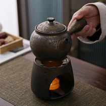 侧把壶粗陶家用茶壶蜡烛火煮茶炉泡茶器手工鎏金铁釉日式陶瓷单壶