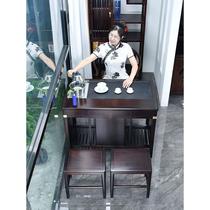阳台茶桌家用小茶台实木新中式乌金石一体简约现代迷你小型家具