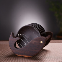 韩恬繁杯垫茶杯垫隔热垫茶托茶具黑檀实木组合茶杯垫创意轻奢茶道