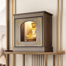 佛龛带门财神柜神位家用新中式佛像观音供奉桌小神龛壁挂式供奉台