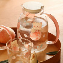 家居水壶带滤网水杯小熊玻璃冷水壶套装杯子凉水壶家用茶具