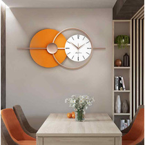 免打孔挂钟轻奢现代简约大气家用客厅壁挂时钟灯创意墙壁装饰钟表