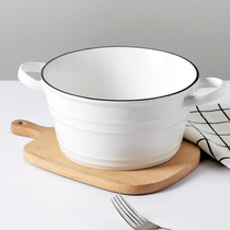10英寸双耳大汤碗汤盆陶瓷家用创意简约北欧风圆形大碗酸菜鱼大碗