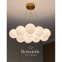 星球灯泡泡球吊灯月球客厅灯创意F奶油玻璃法式灯具风轻奢卧室魔