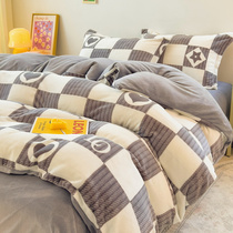 新款牛奶绒四件套珊瑚绒冬季床上用品加厚保暖床单被套学生宿舍床