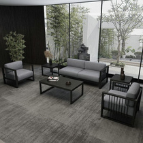 现代简约布艺沙发可拆洗办公休闲区商务接待新中式铁艺三人位沙发