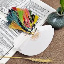 大号空白扇子扇形DIY手工书签材料包创意纸质学生儿童手绘卡流苏