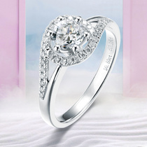 兰珂 白18K金钻石戒指钻戒30分50分花蕾款订婚结婚求婚戒指女定制