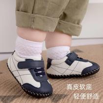 春秋婴儿软底真皮学步鞋防掉步前鞋透气单鞋1周岁男宝宝皮鞋加绒