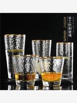 创意日式金边锤纹玻璃杯家用水杯果汁玻璃透明杯子ins风个性茶杯