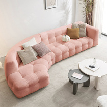 棉花糖布艺沙发客厅小户型法式奶油风转角三人位直排弧形云朵组合