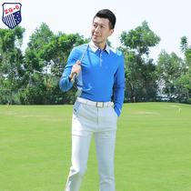 ZG-6高尔夫服装男士球服T恤休闲运动套装蓝色长袖上衣白色长裤子